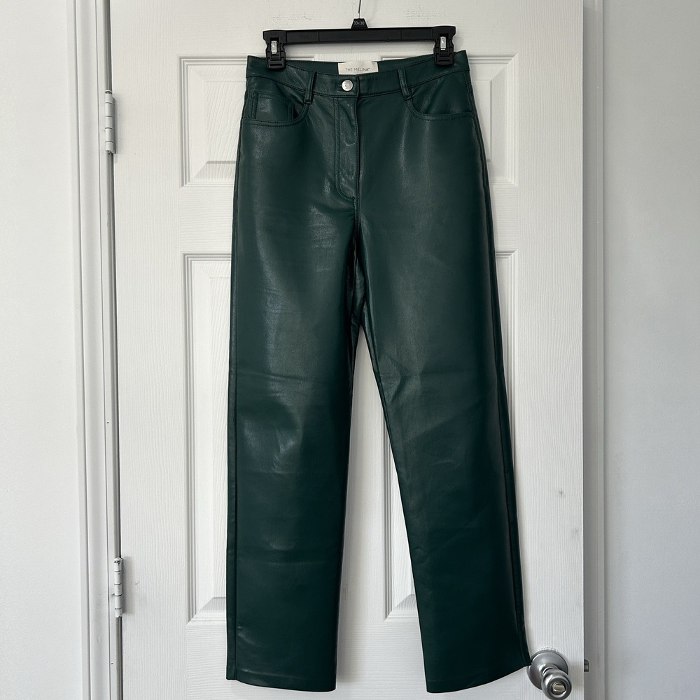 Wilfred Aritzia Faux Leather‎ Melina High Rise Straight Leg Pants Green Size 4